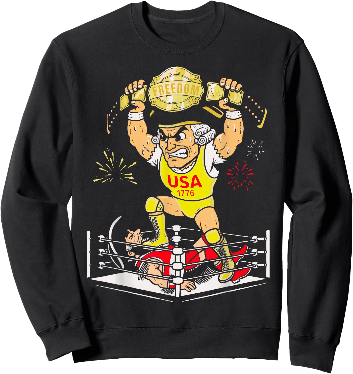 250 Years George Washington Wrestling USA 1776 4th of July Sweatshirt - Sweatshirt | Black
