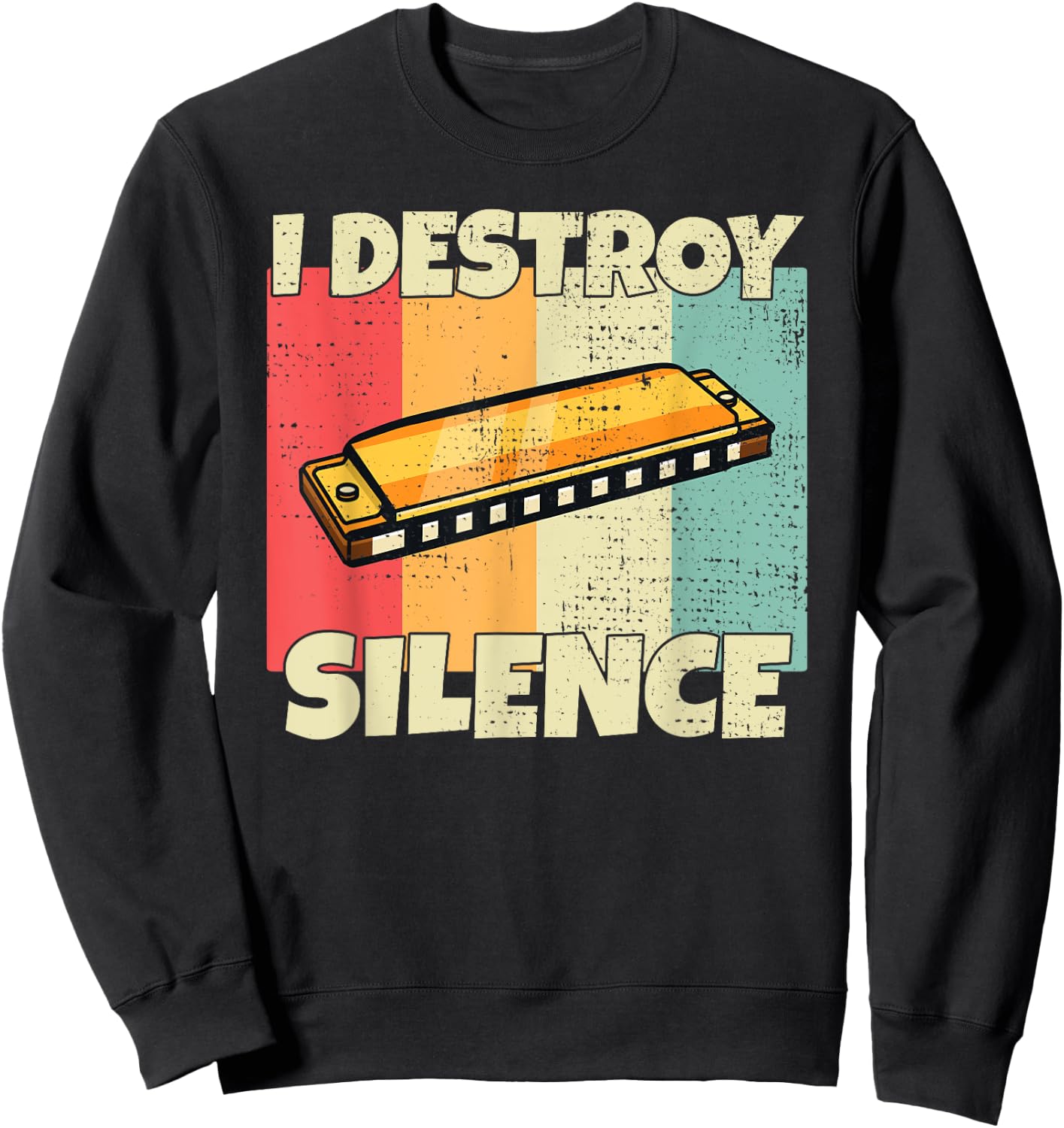 Funny Harmonica instrument I Destroy Silence for Harmonica Sweatshirt - Sweatshirt | Black