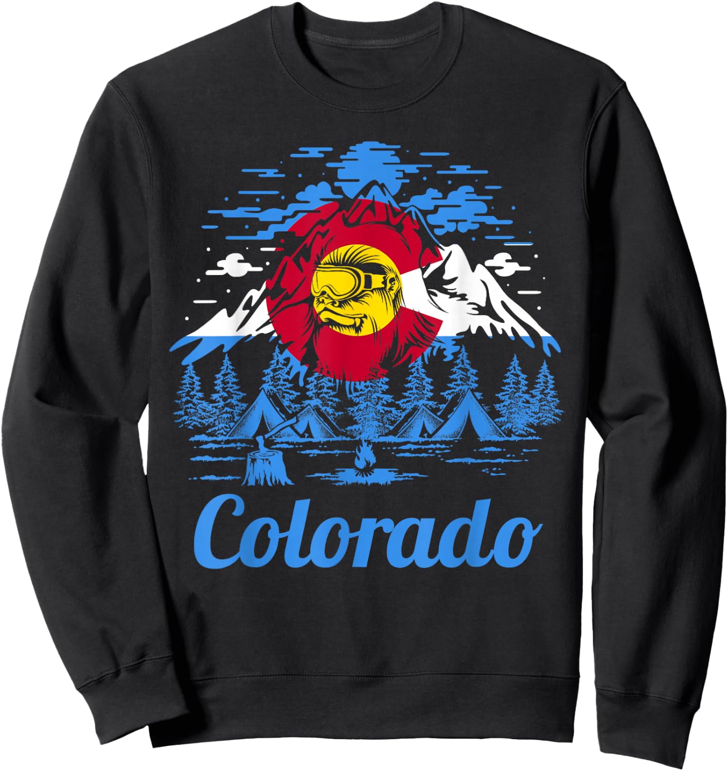 Colorado Big Foot Mountain Graphic Design Sweatshirt - Sweatshirt | Black
