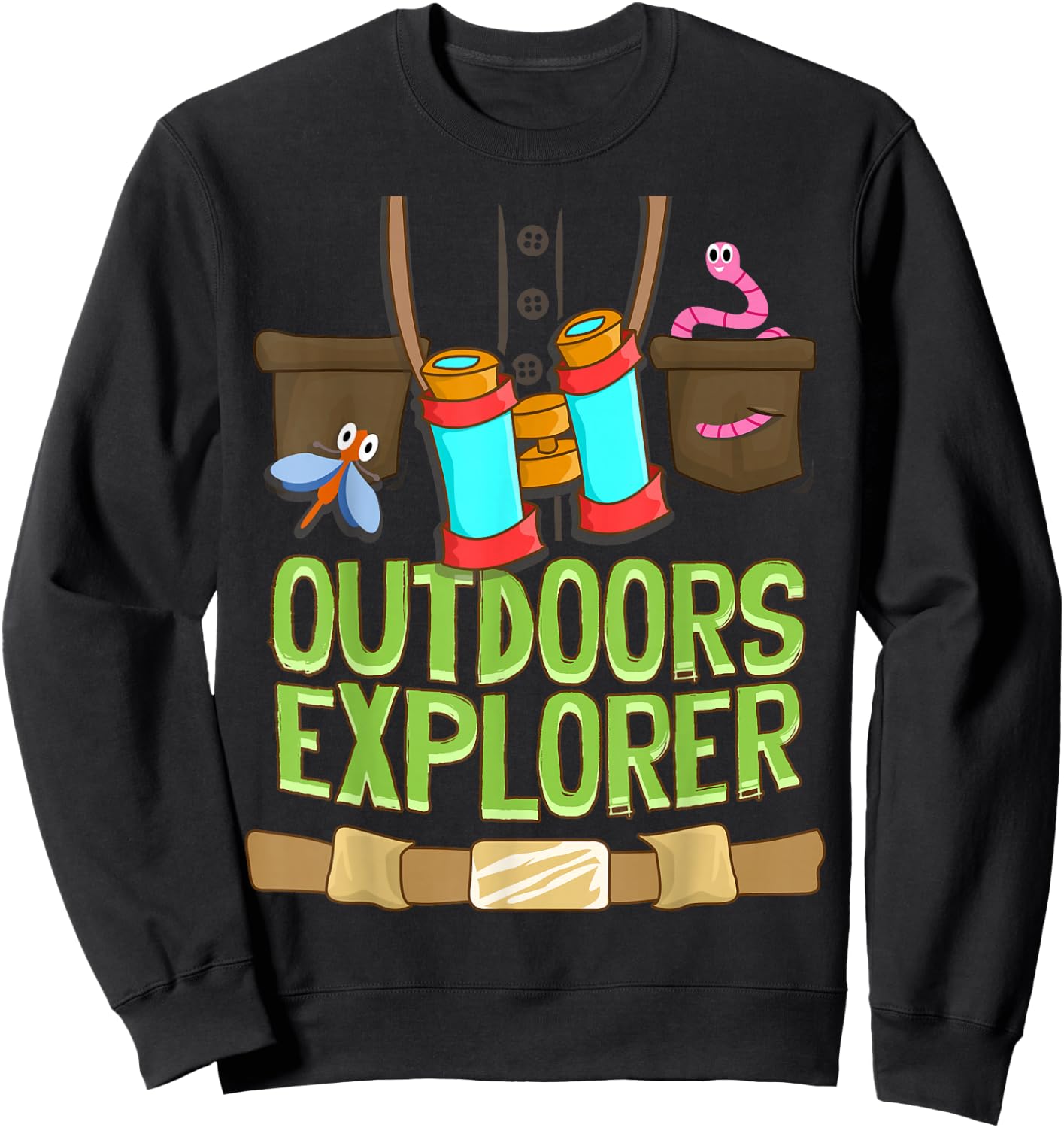 Outdoors Explorer Zookeeper Vest Bugs Binoculars Safari Kids Sweatshirt - Sweatshirt | Black