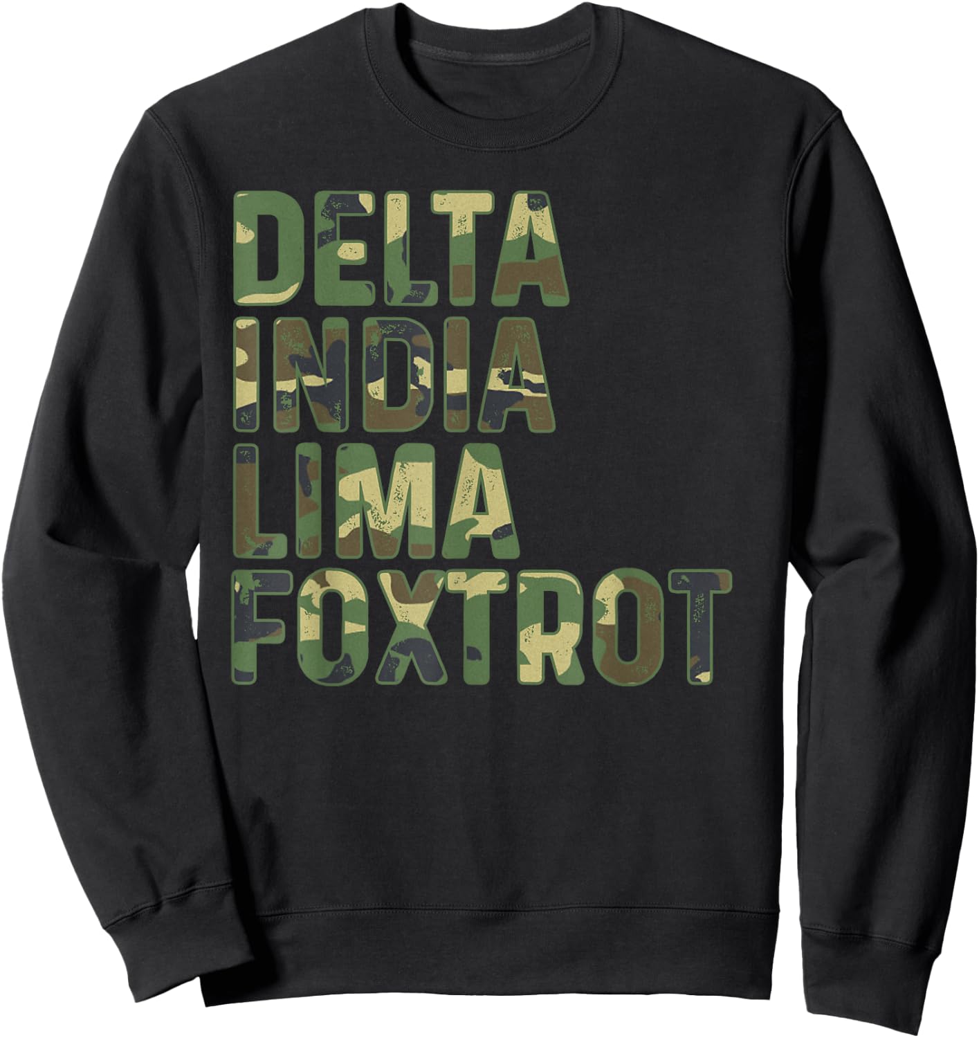 Military Camouflage Delta India Lima Foxtrot DILF Sweatshirt - Sweatshirt | Black