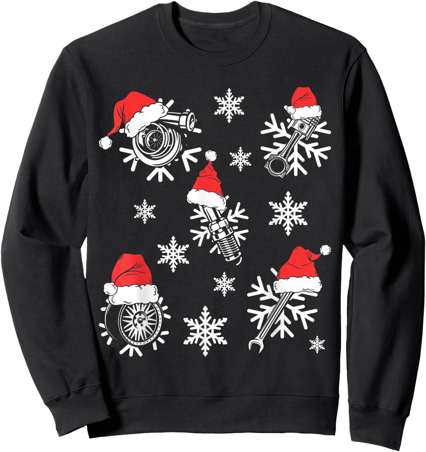 Funny Car Enthusiast Auto Mechanic Car Parts Ugly Christmas Sweatshirt - Sweatshirt | Black