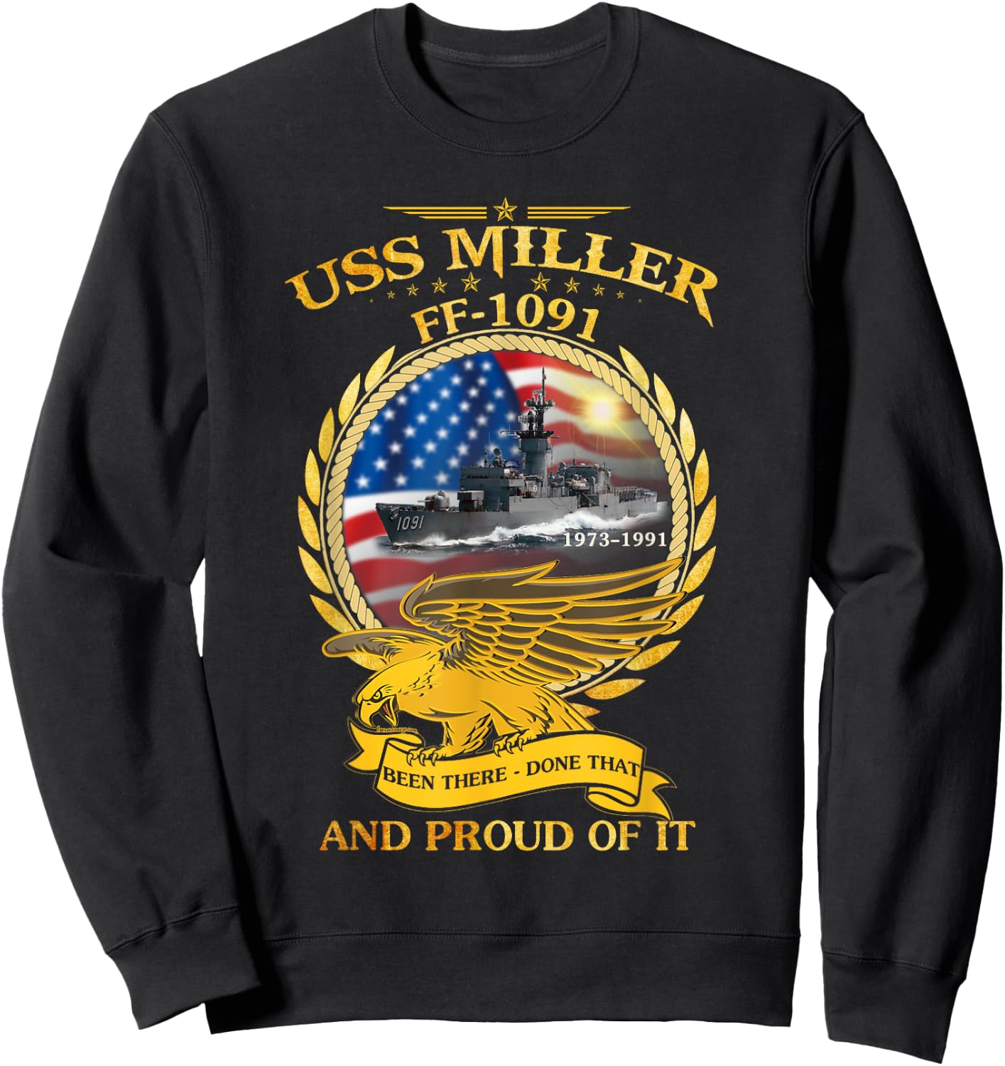 USS Miller (FF-1091) Sweatshirt - Sweatshirt | Black