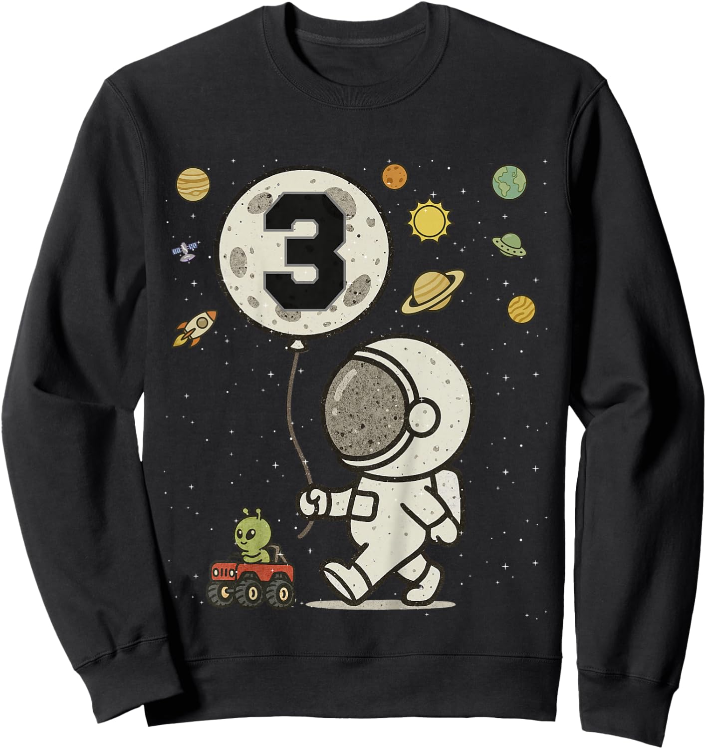Astronaut 3rd Birthday 3 Year Old Space Matching Family Sweatshirt - Sweatshirt | Black