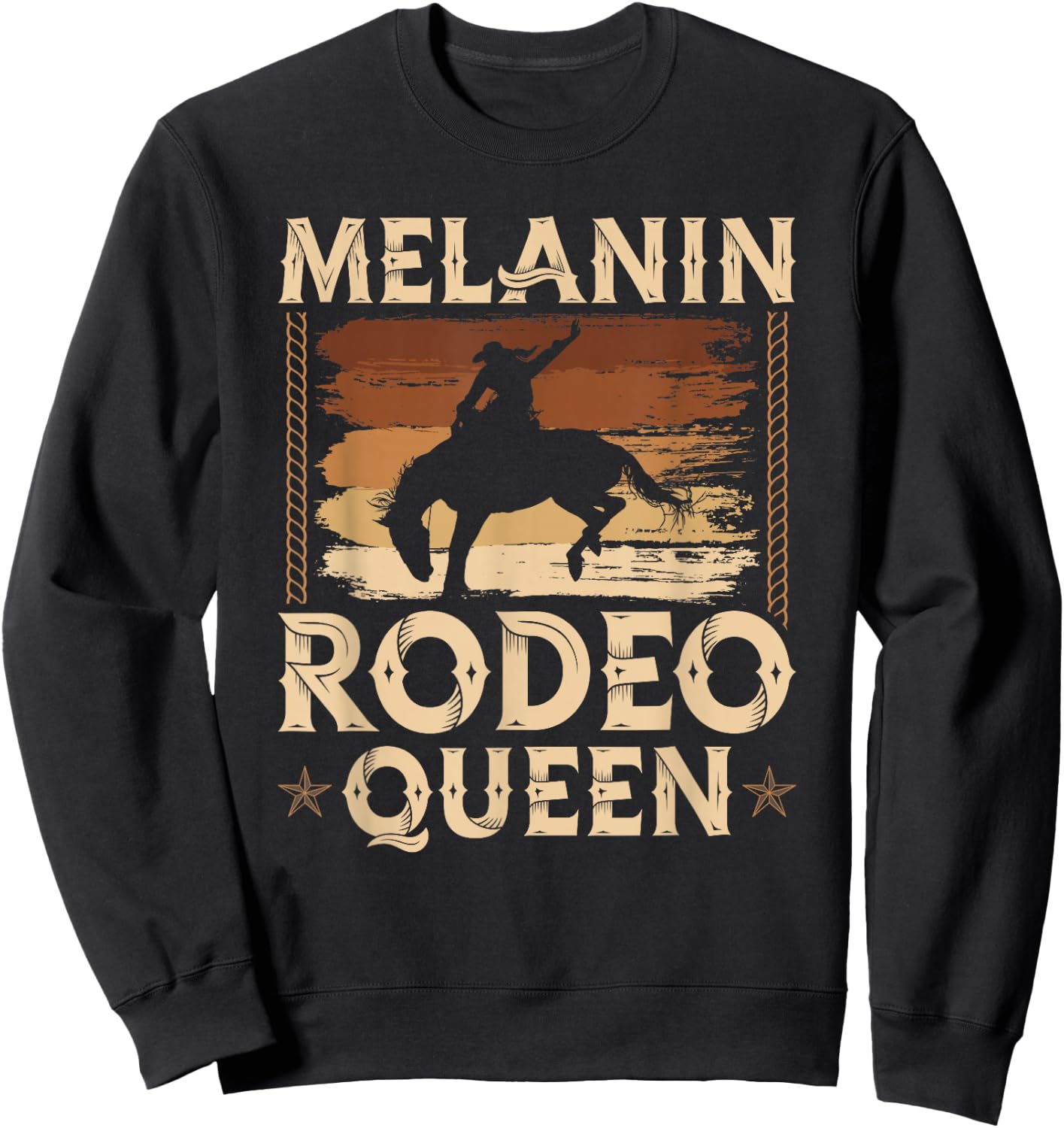 Bronc Riding Melanin Rodeo Queen African American Cowgirl Sweatshirt - Sweatshirt | Black