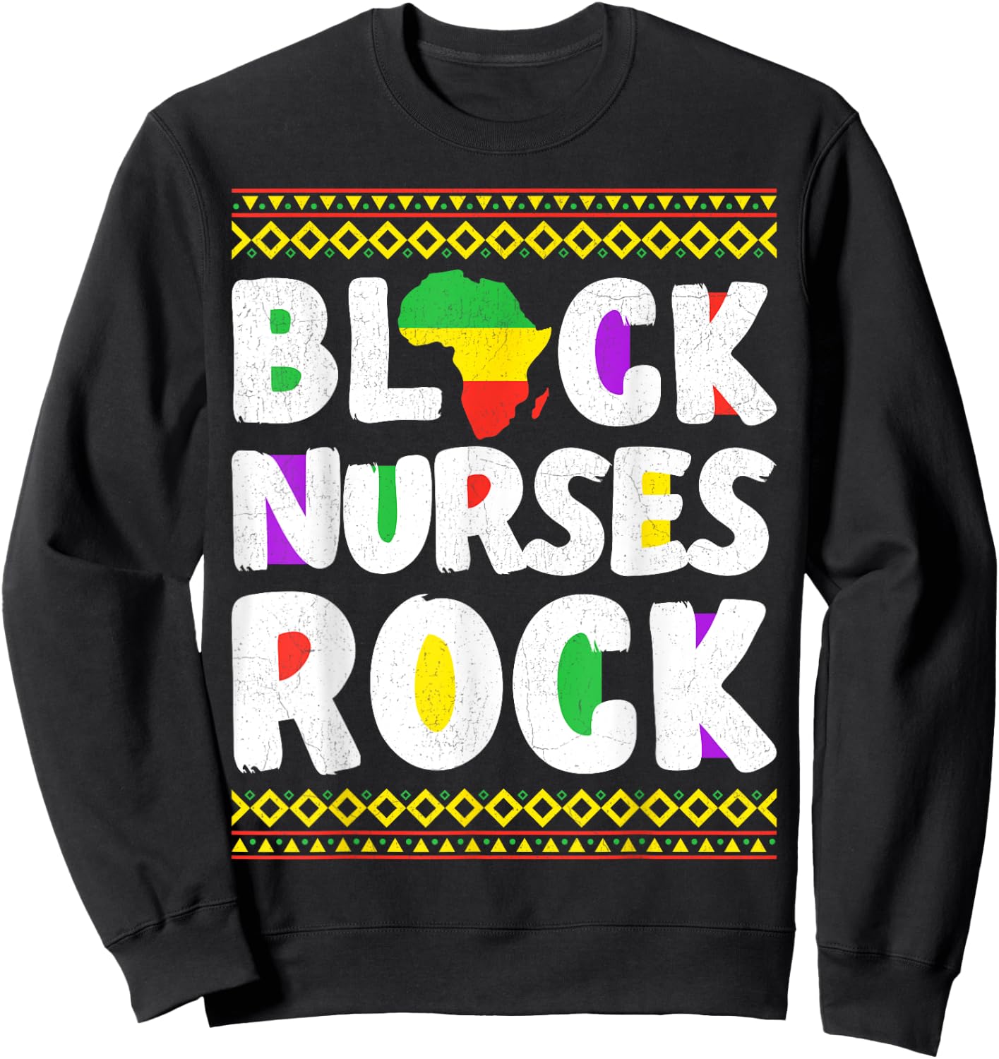 African American Black Nurse Rock Juneteenth Sweatshirt - Sweatshirt | Black