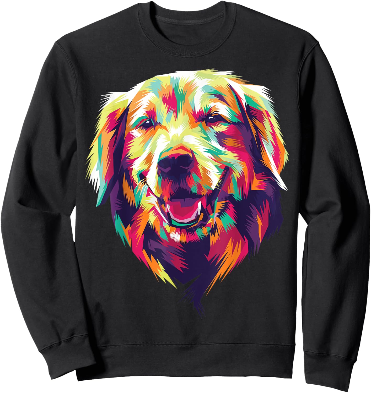 colorful Golden Retriever head face dog for lovers of dogs Women Kids Sweatshirt - Sweatshirt | Black