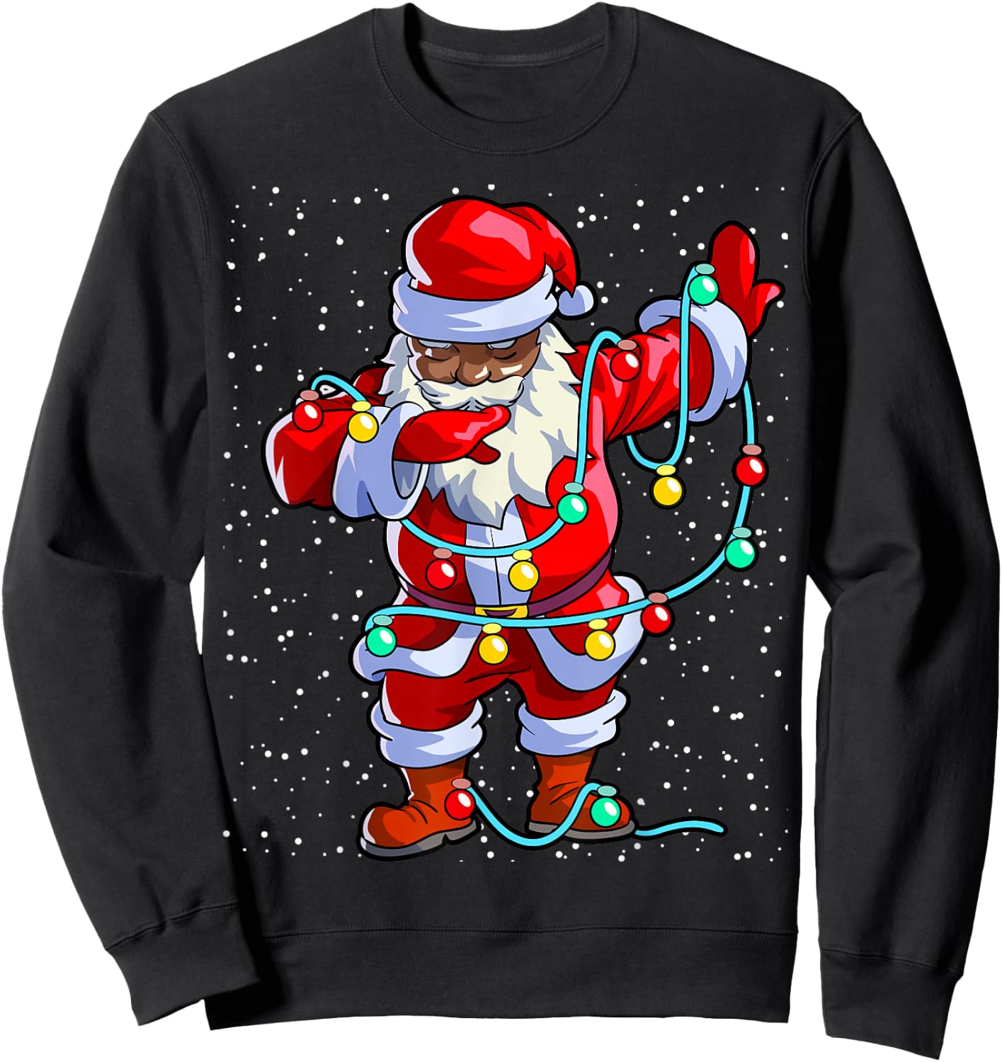 Santa Claus Black Christmas Afro African American Xmas Sweatshirt - Sweatshirt | Black