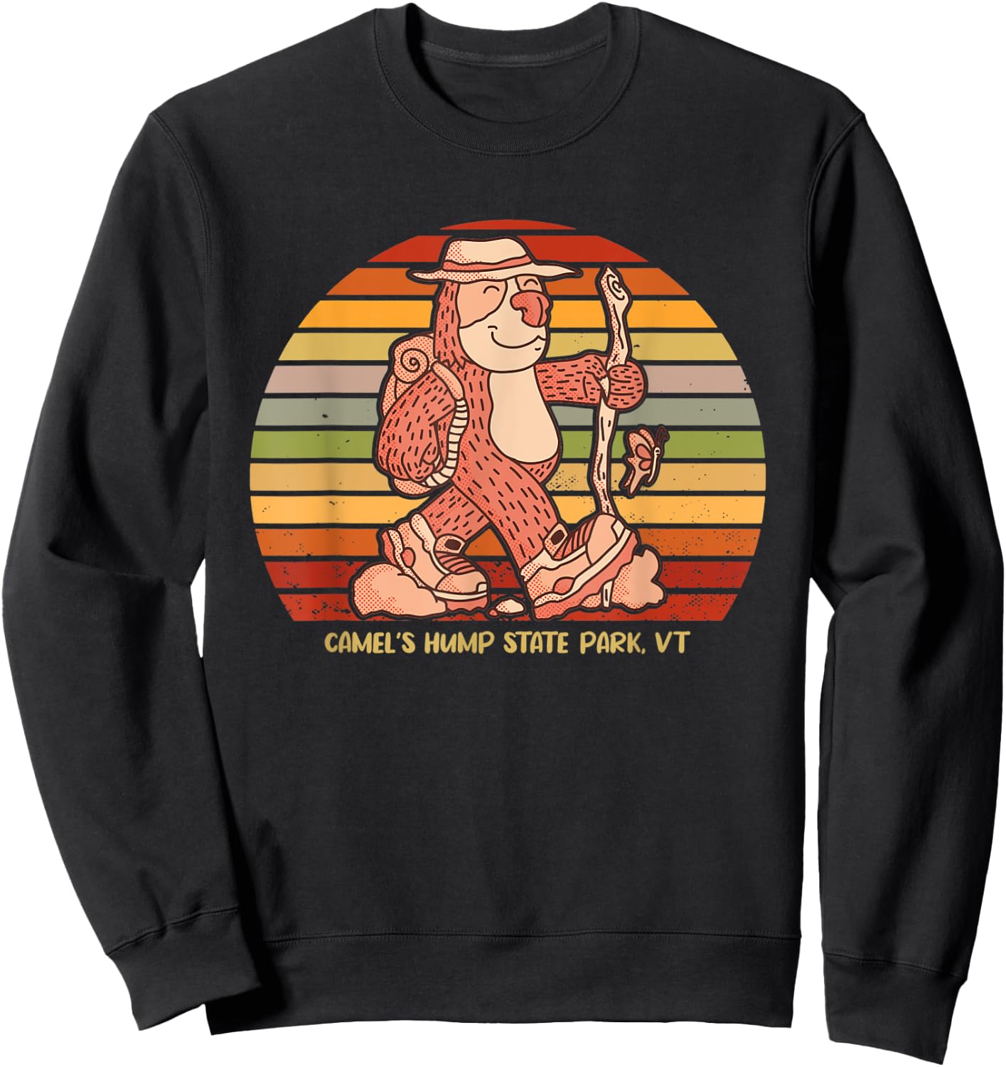 Camel's Hump State Park Vermont Hiking Sloth Camping Sweatshirt - Sweatshirt | Black