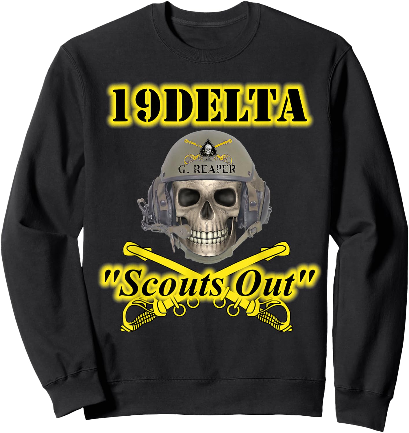 Army Cavalry Scouts MOS - veterans - Skull design on front Sweatshirt - Sweatshirt | Black