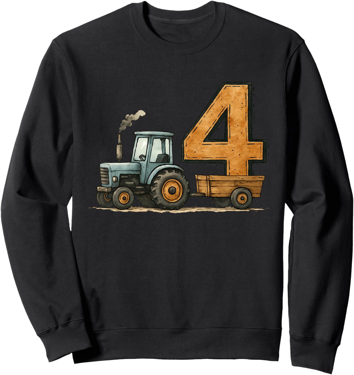 Kids Cute Tractor 4rd Birthday 4 Year Old Kids Sweatshirt - Sweatshirt | Black