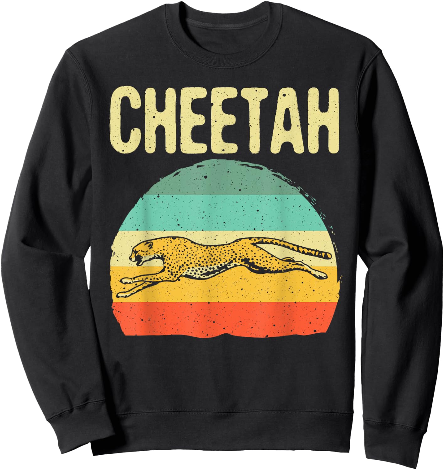 Funny Vintage Cheetah Art Boys Girls Leopard Safari Wildlife Sweatshirt - Sweatshirt | Black