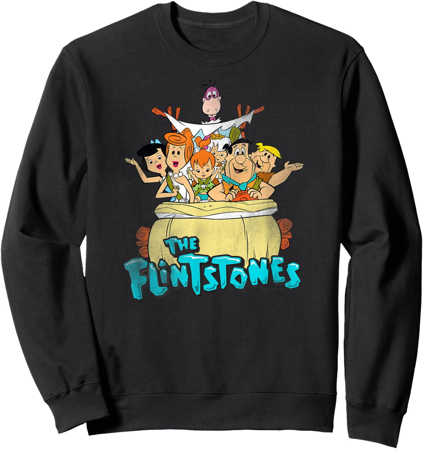 Popfunk The Flintstones Ride On Kids Blue Small Cartoon Sweatshirt - Sweatshirt | Black