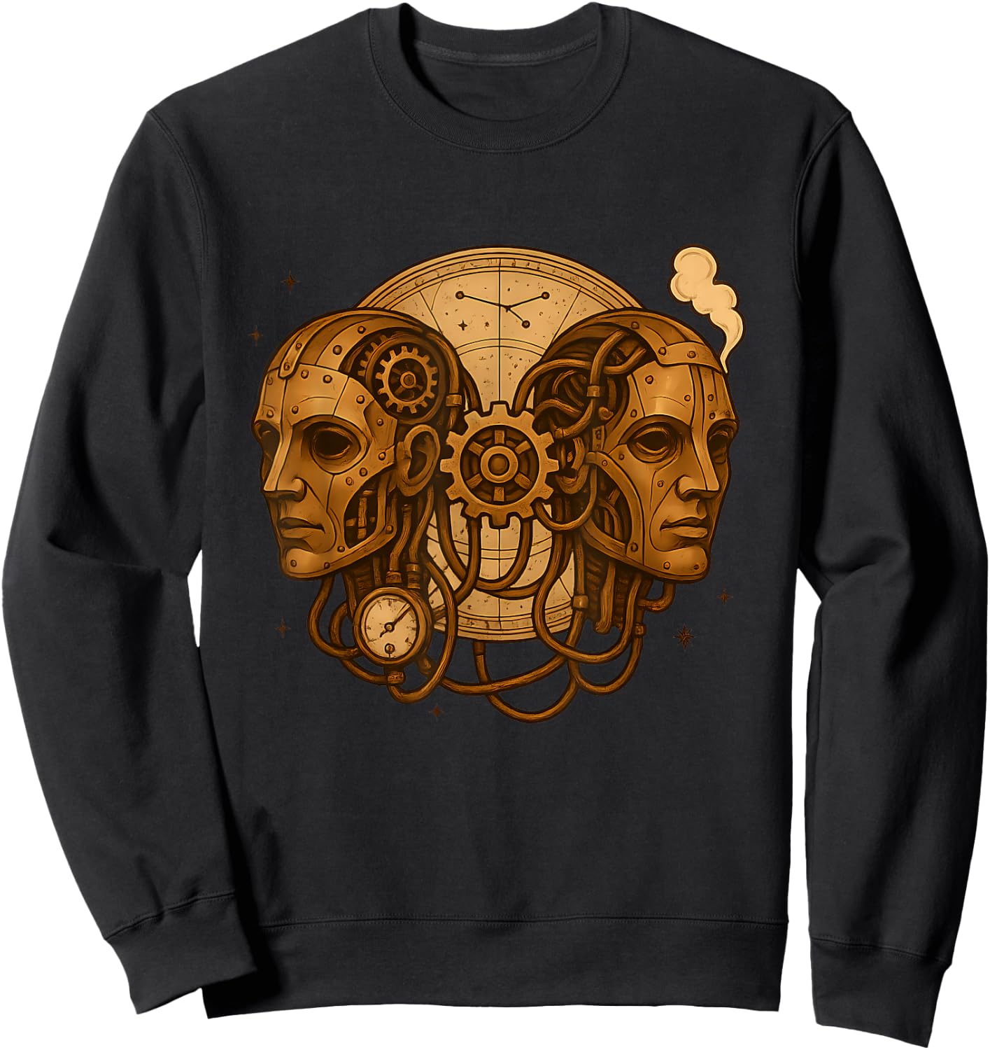 Gemini Steampunk Zodiac Twins Gear Sweatshirt - Sweatshirt | Black