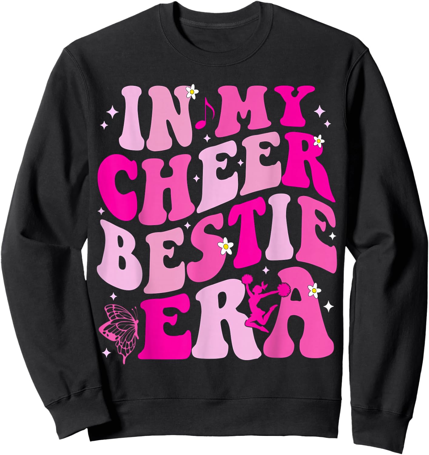 In My Cheer Bestie Era Kids Girls Boys Cheerleader Cheering Sweatshirt - Sweatshirt | Black