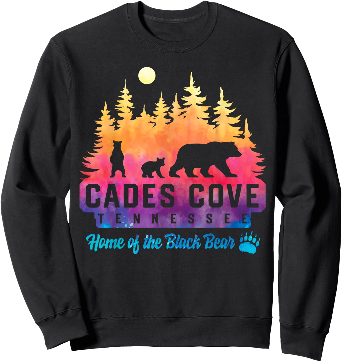 Cades Cove Tennessee Bear Great Smoky Mountains Tie Dye Sweatshirt - Sweatshirt | Black
