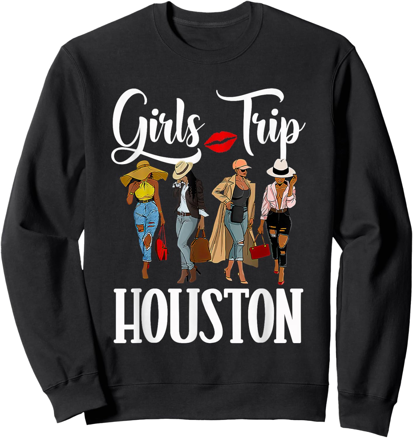 Girls Trip Houston For Melanin Afro Black Vacation Women Sweatshirt - Sweatshirt | Black