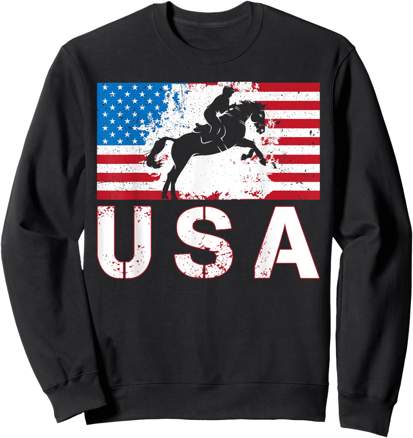 USA Equestrian team American flag US Horses rider men women Sweatshirt - Sweatshirt | Black