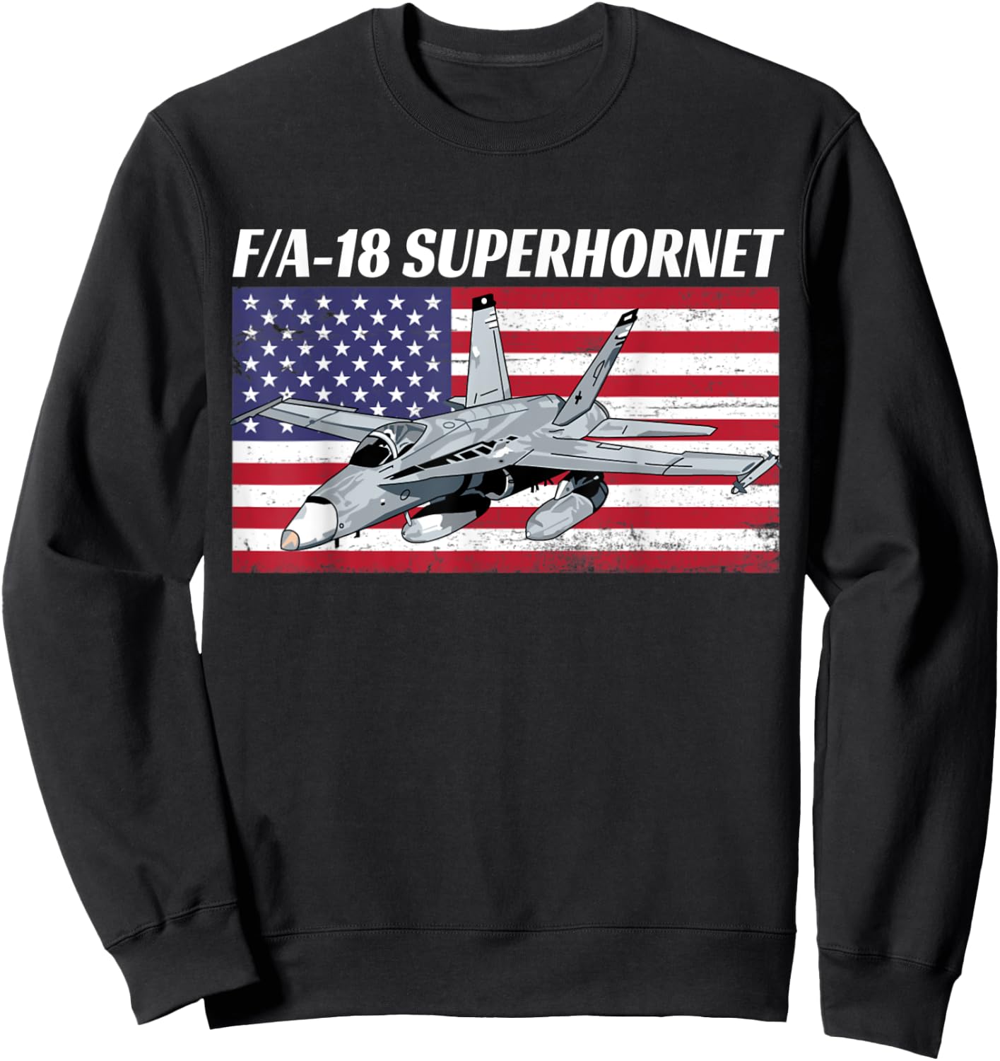 Patriotic American Naval F/A-18 Superhornet In Action. Kids Men Sweatshirt - Sweatshirt | Black