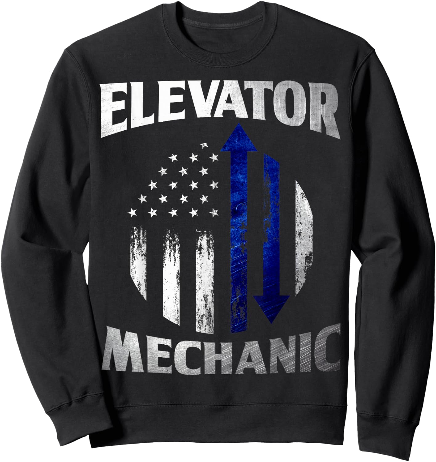 Elevator Mechanic American Flag Elevator Technician Sweatshirt - Sweatshirt | Black