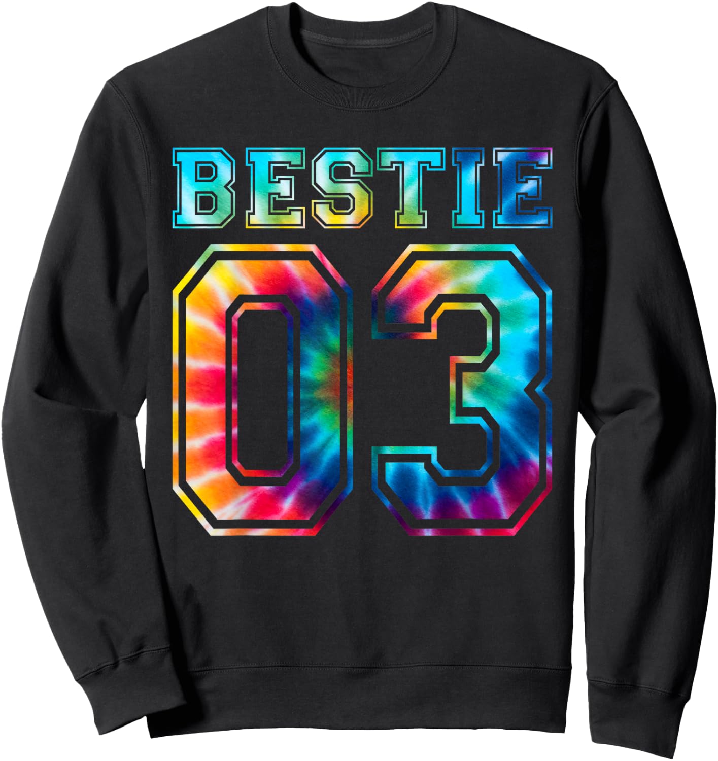 Bestie 03 Tie-Dye Pattern Matching Best Varsity School Sweatshirt - Sweatshirt | Black