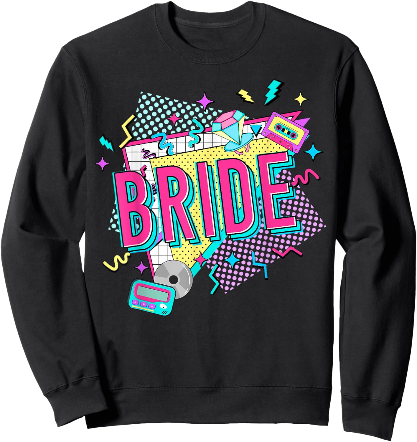 Retro Bride of the 90s Bachelorette Party 90s Bride Sweatshirt - Sweatshirt | Black