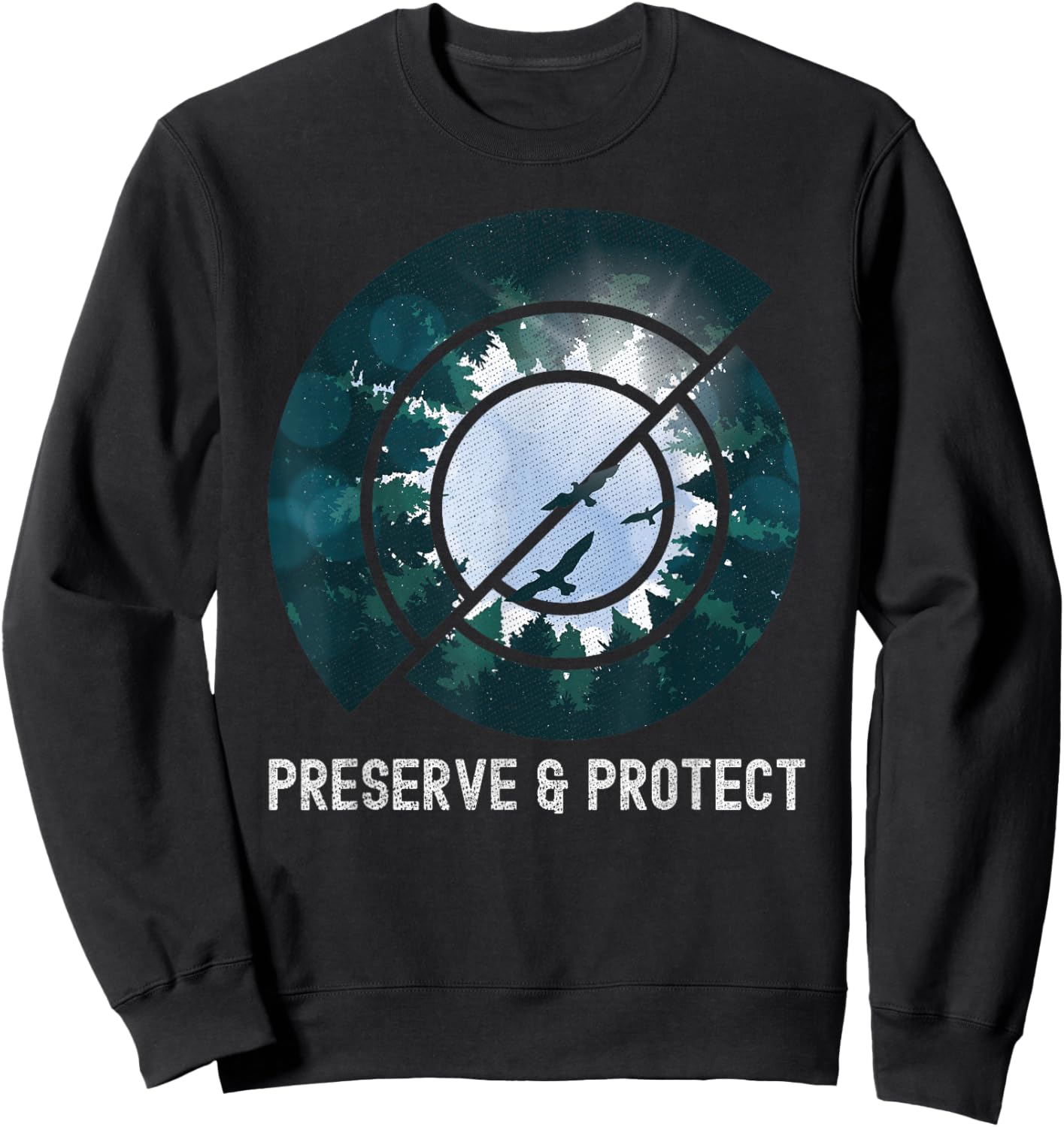 Preserve & Protect Wildlife Forest Vintage Sweatshirt - Sweatshirt | Black