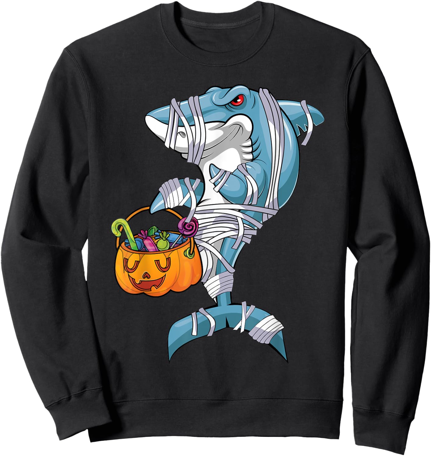Baby Blue Halloween Shark Boo Boo Funny Family Shark Sweatshirt - Sweatshirt | Black