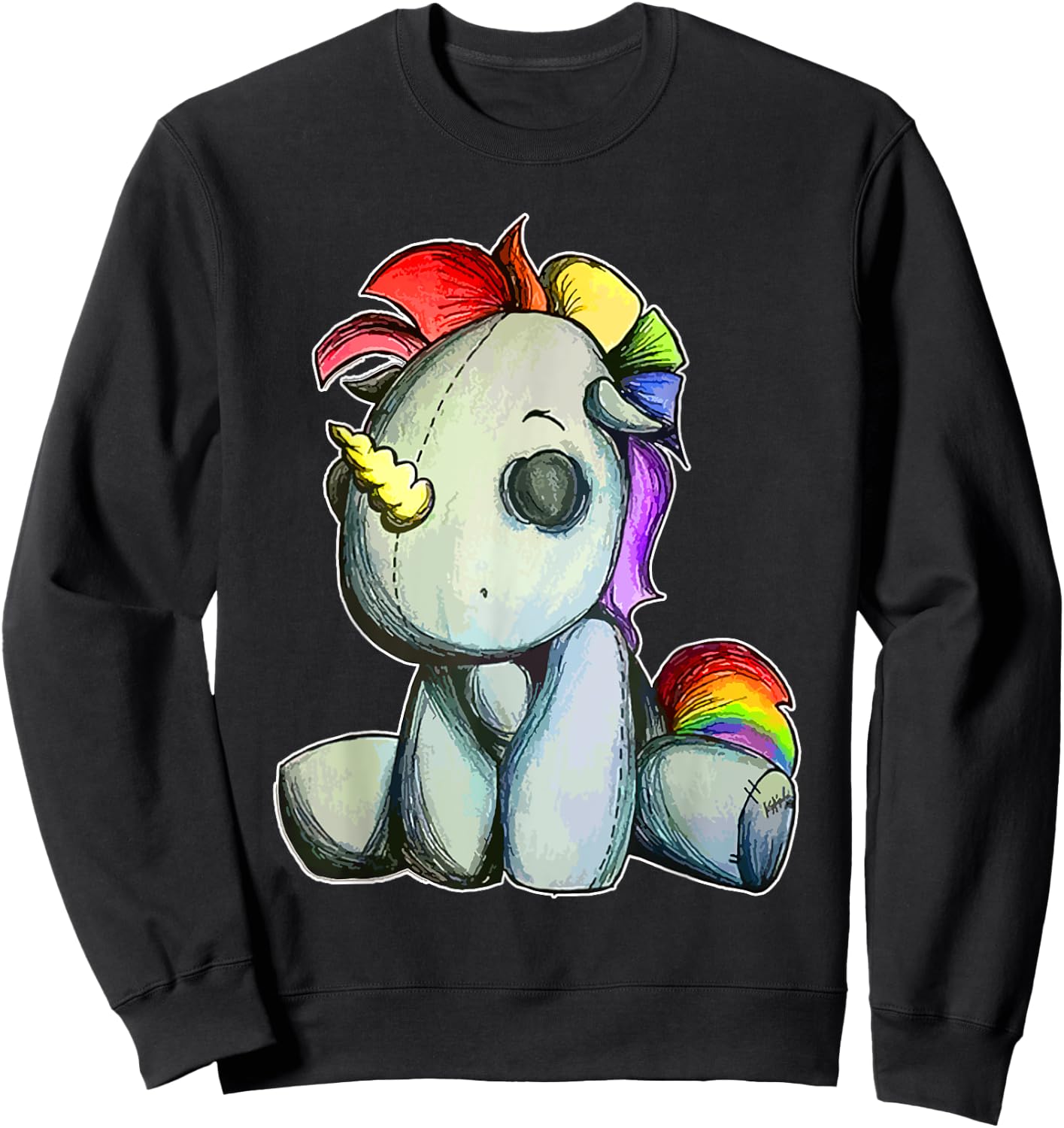 Funny Unicorn Pastel Goth Voodoo Doll Halloween Costume Day Sweatshirt - Sweatshirt | Black