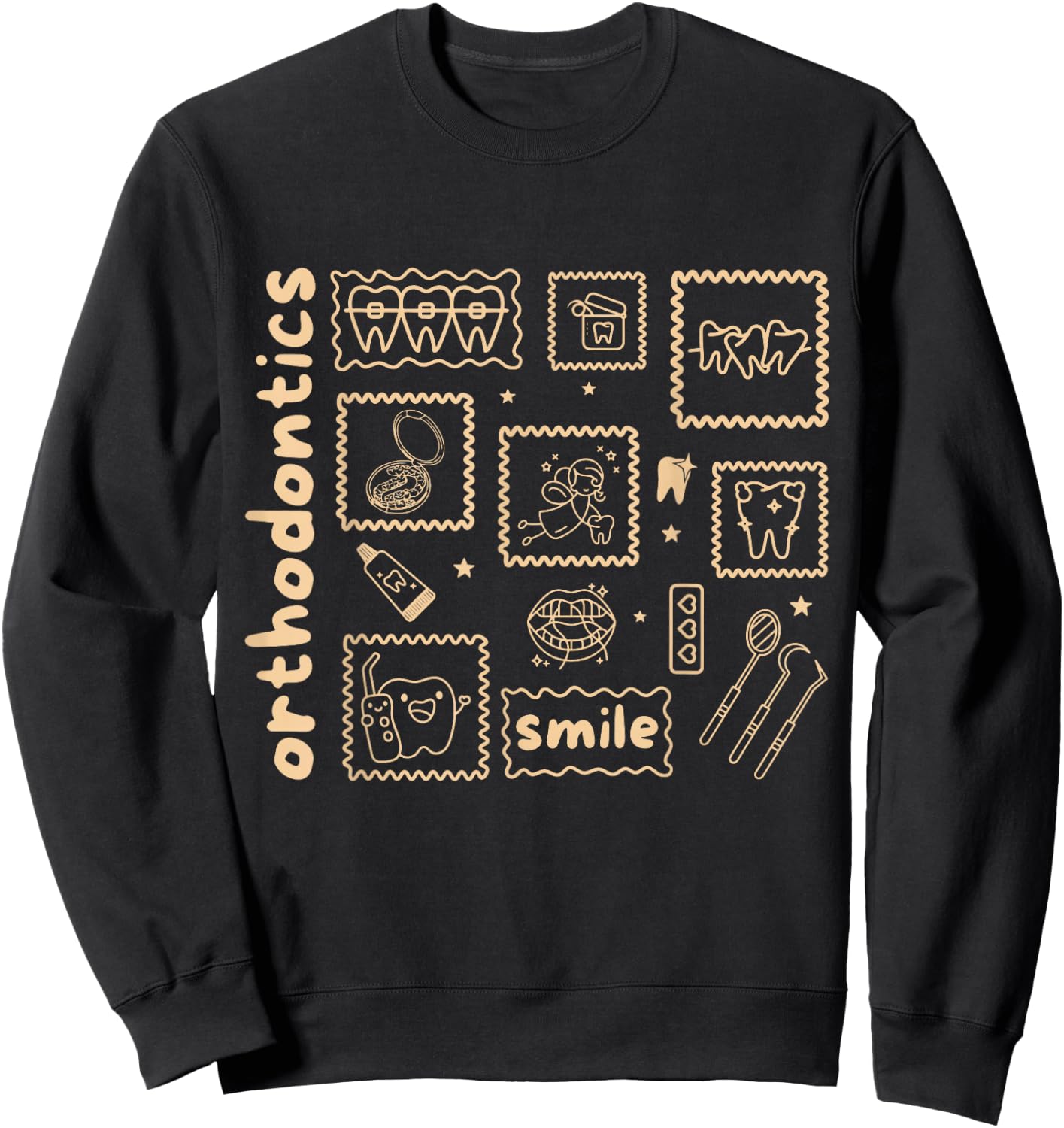 Stamp Coquette Bow Orthodontics Dental Braces Orthodontic Sweatshirt - Sweatshirt | Black