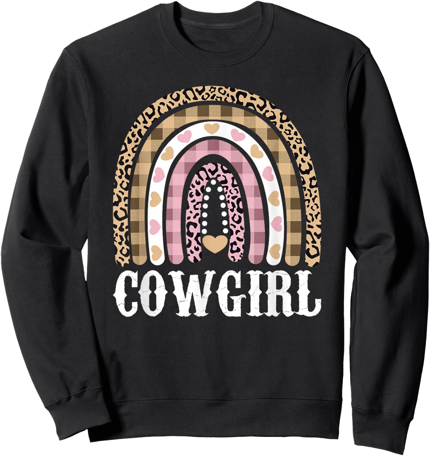 Cowgirl Outfit Women Cowboy Rainbow Leopard Western Cow Girl Sweatshirt - Sweatshirt | Black
