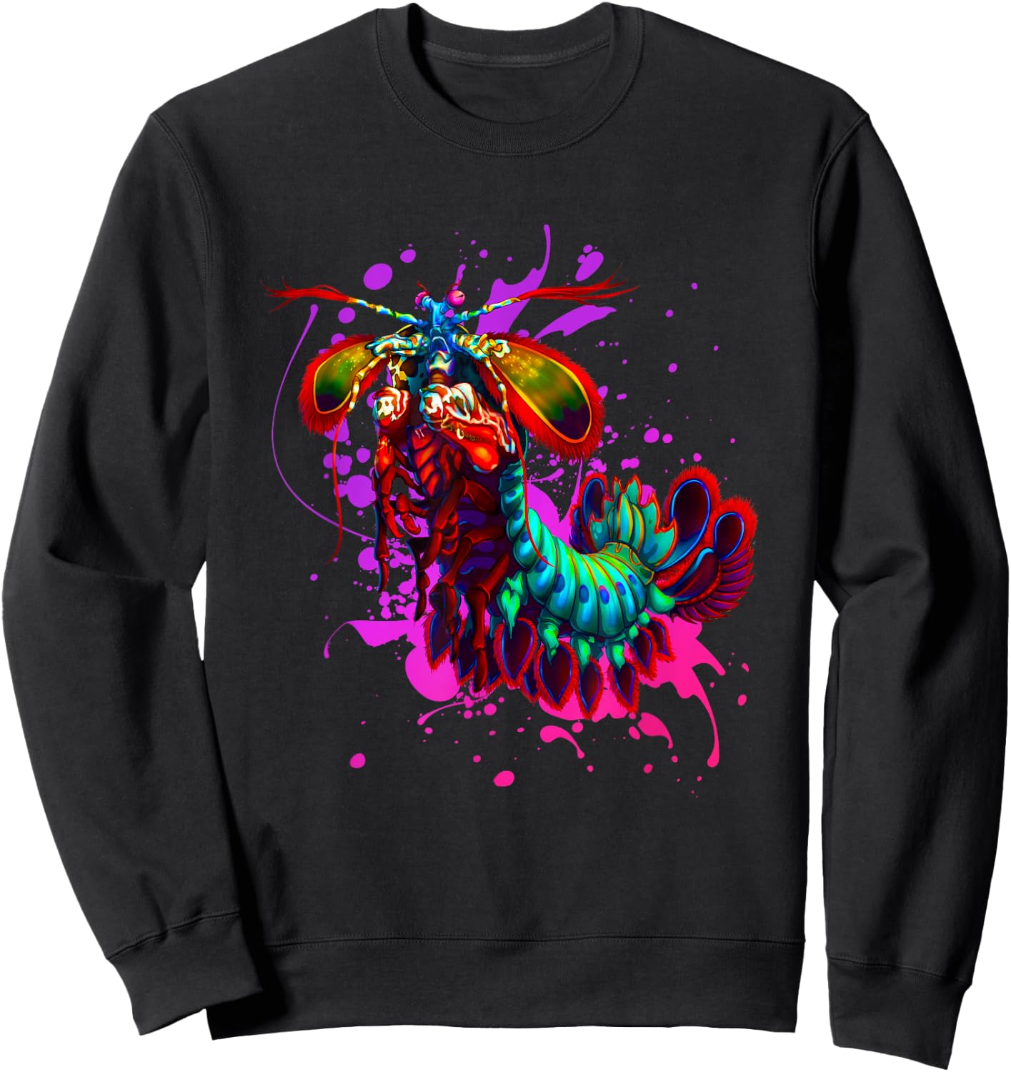 Rainbow Peacock Mantis Shrimp Purple Splash Sweatshirt - Sweatshirt | Black