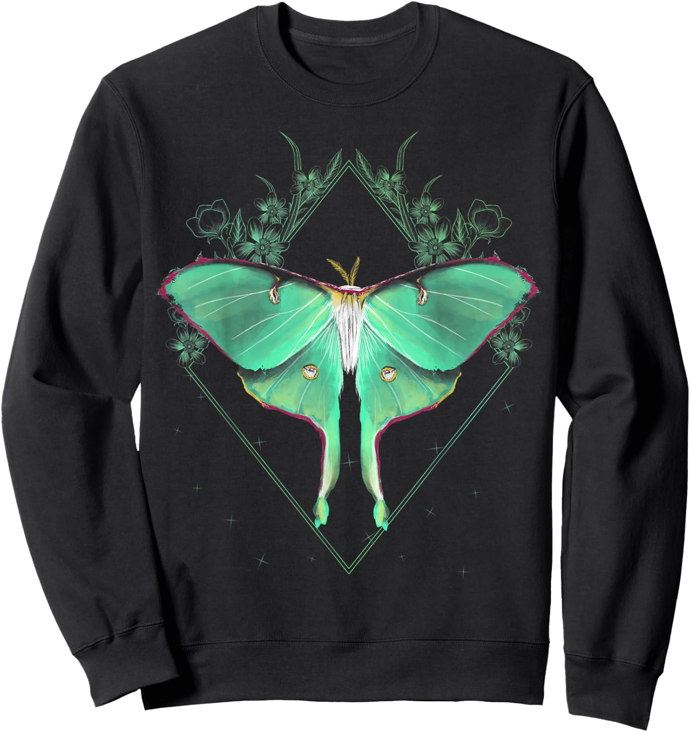 Cute Luna Moth Beautiful Butterfly Insect Lover Themed Sweatshirt - Sweatshirt | Black