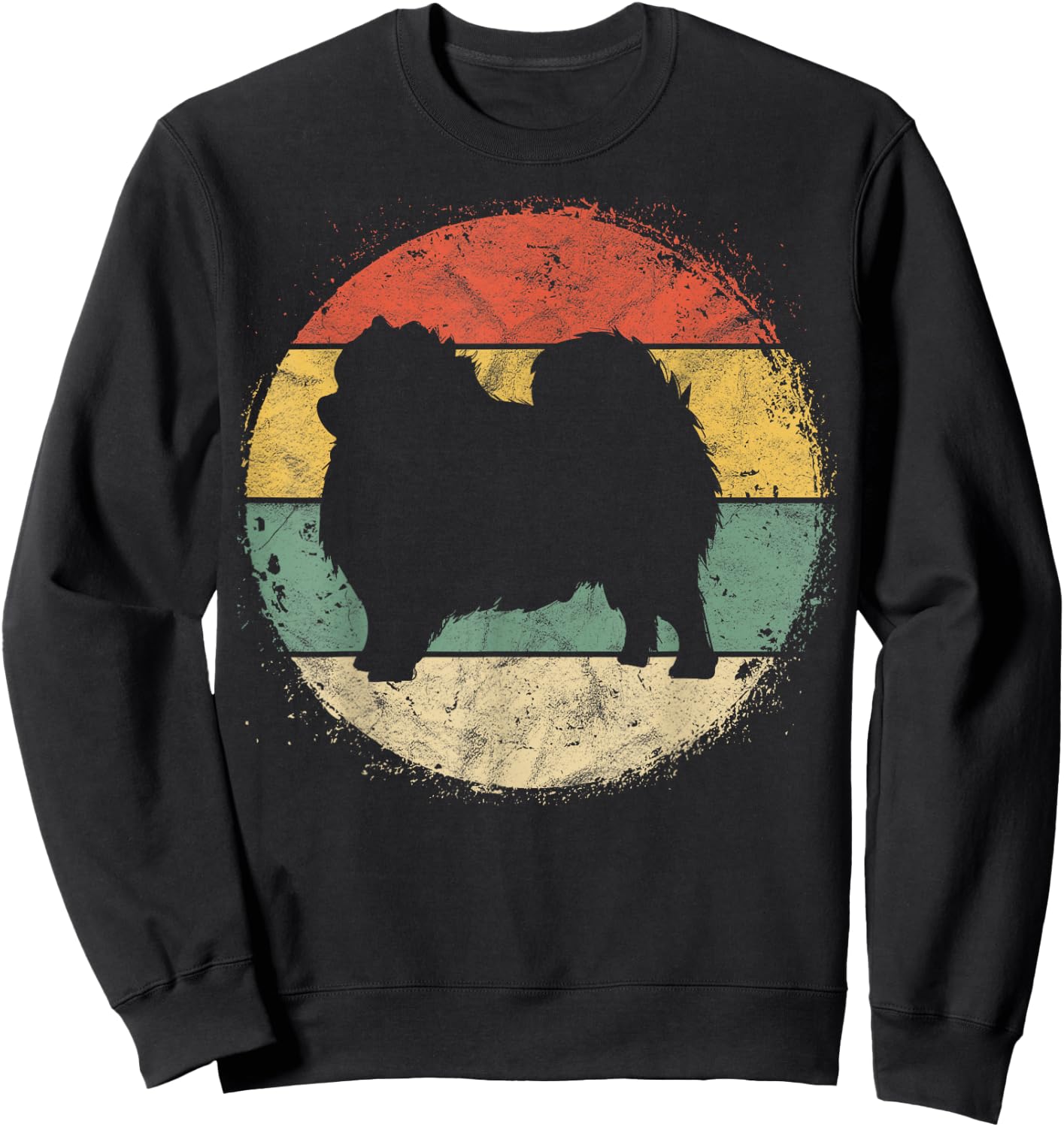 Circular Retro Pomeranian Owner Parents Pompom Dog Mom Women Girls Kids Sweatshirt - Sweatshirt | Black