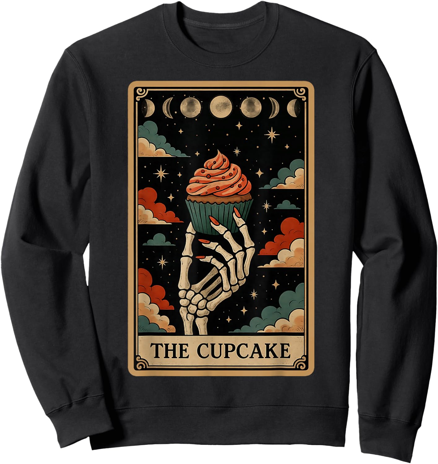 The Cupcake Baker Baking Tarot Card Skeleton Witchy Sweatshirt - Sweatshirt | Black