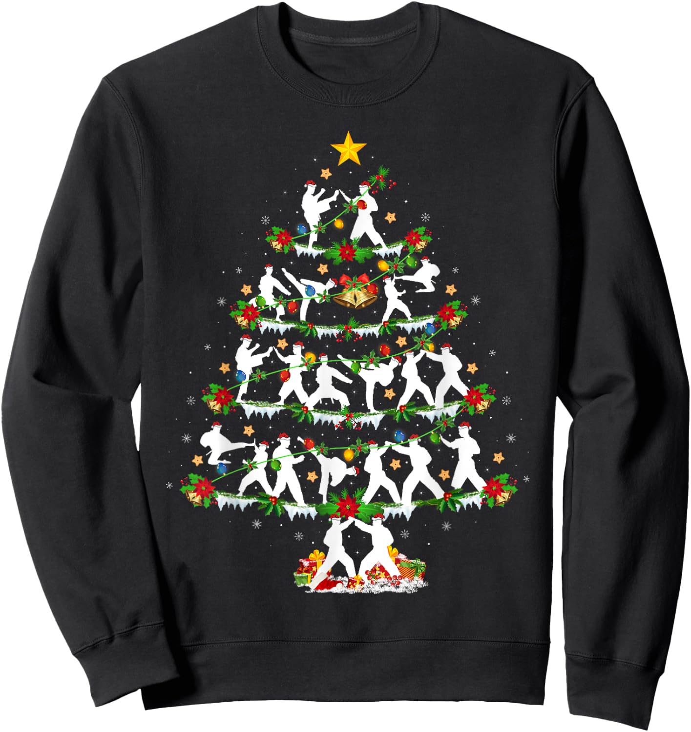Taekwondo Lover Xmas Lighting Taekwondo Christmas Tree Sweatshirt - Sweatshirt | Black