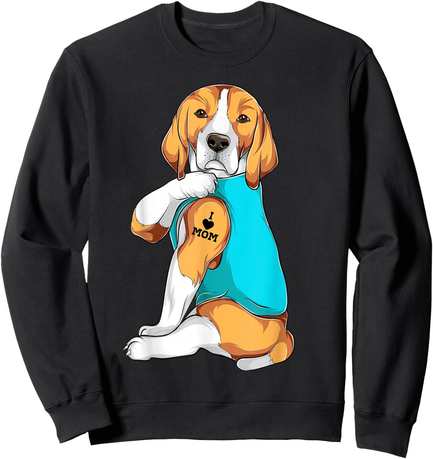 Beagle I Love Mom Apparel, Dog Mom Gifts Sweatshirt - Sweatshirt | Black