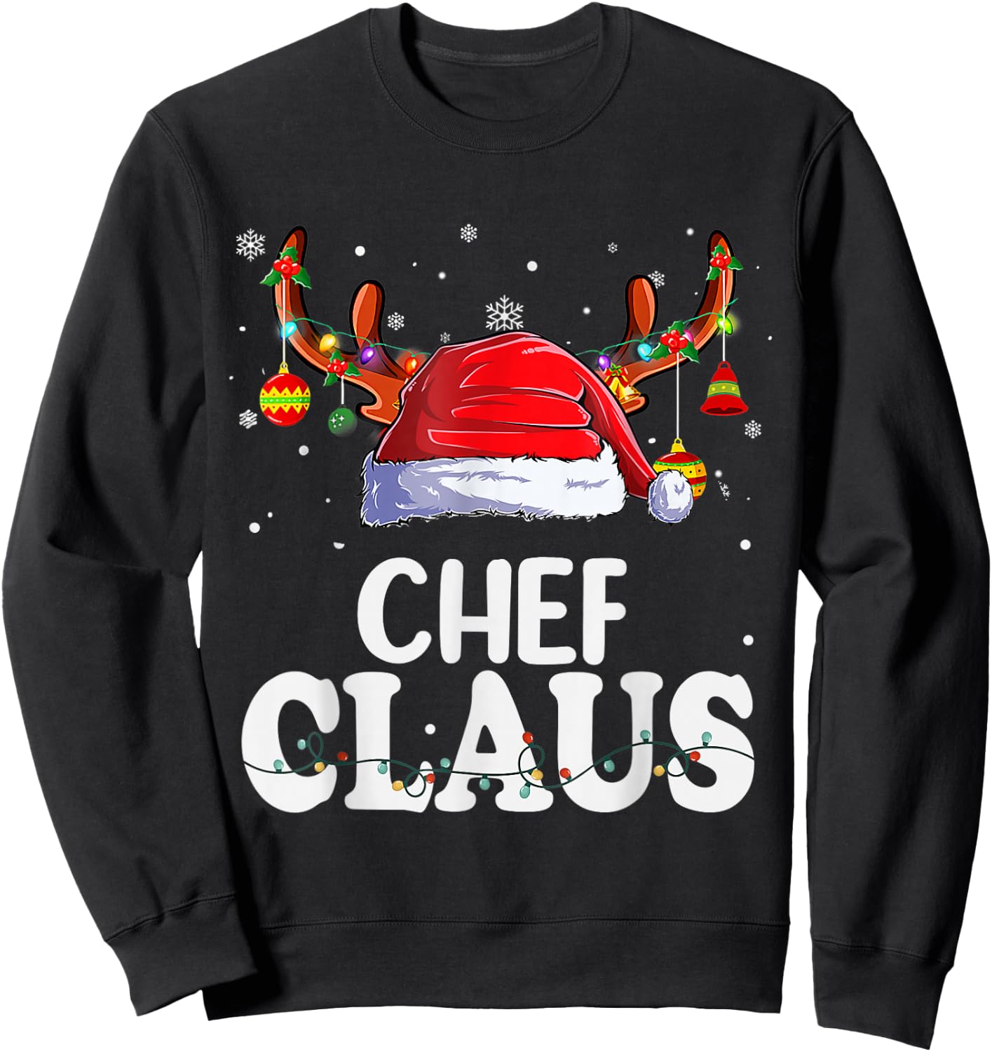 Chef Santa Claus Christmas Pajamas Funny Matching Costume Sweatshirt - Sweatshirt | Black
