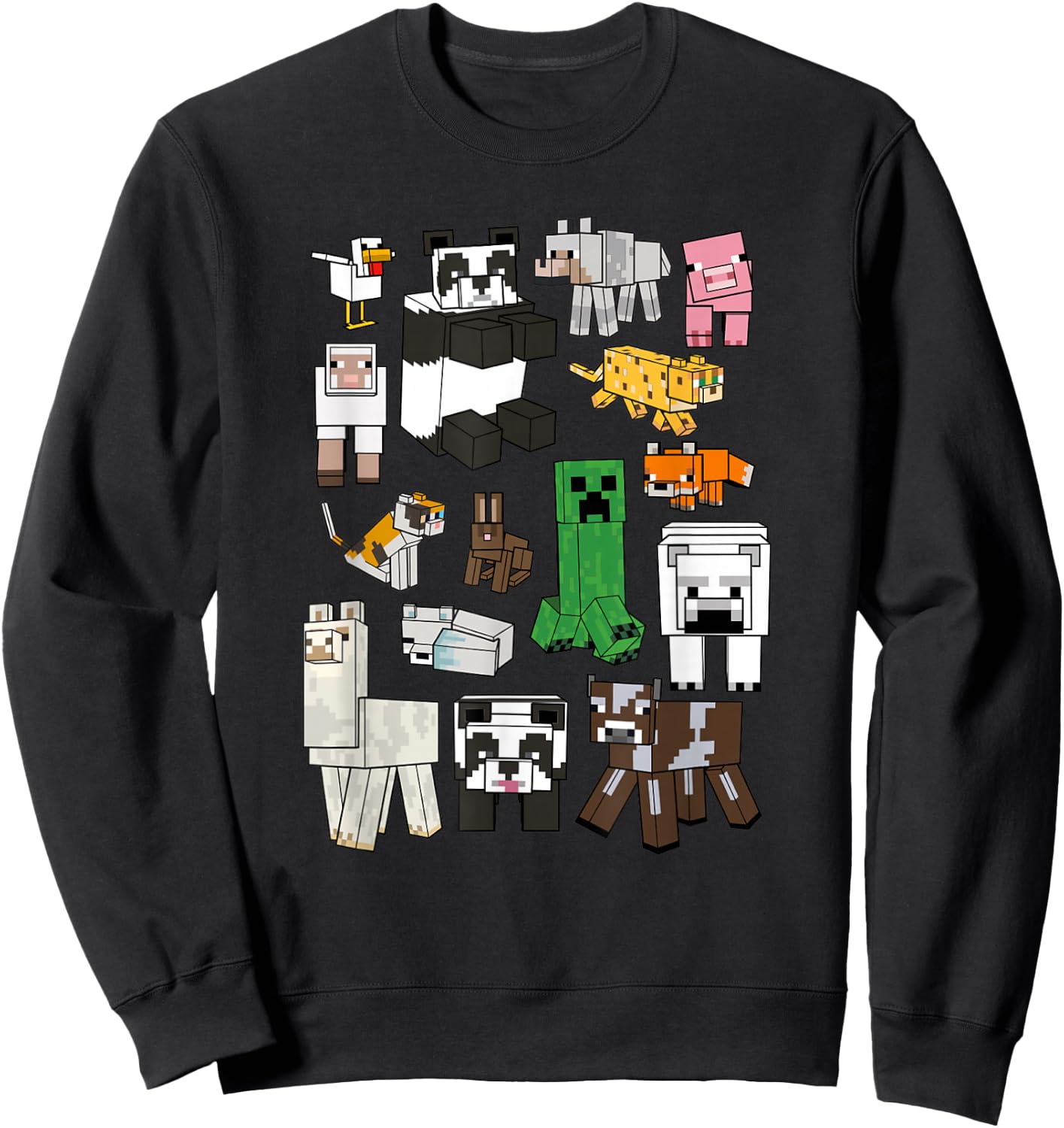 Minecraft Creeper & Animals Collage V2 Sweatshirt - Sweatshirt | Black