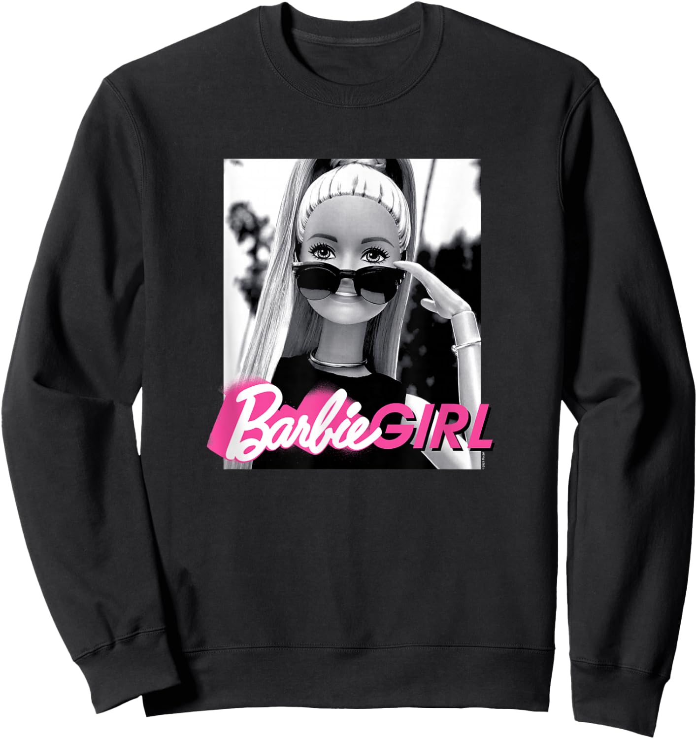 Barbie Girl Classic Fit - Black Cotton & Polyester Blend, Short Sleeve, Casual Style Sweatshirt - Sweatshirt | Black
