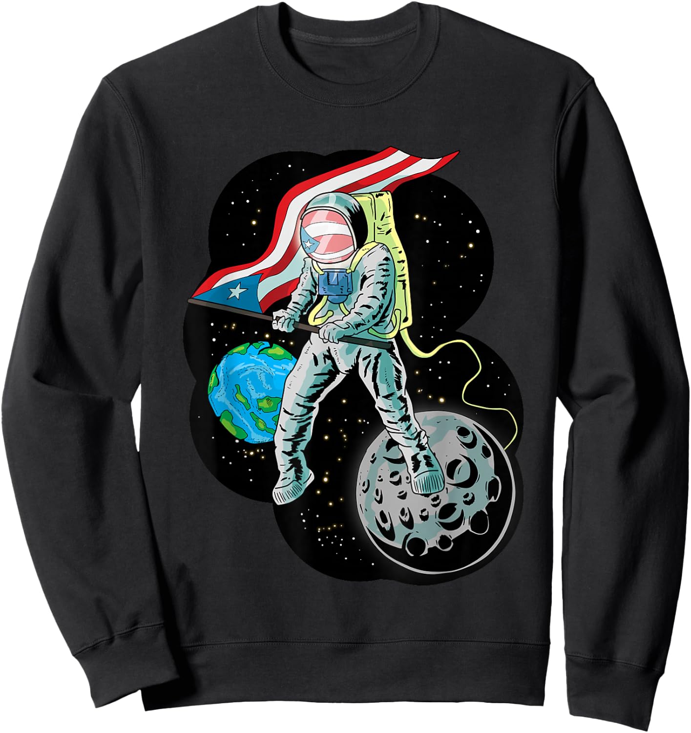 Puerto Rico Pride Boricua Aunque Naciera en la Luna Sweatshirt - Sweatshirt | Black
