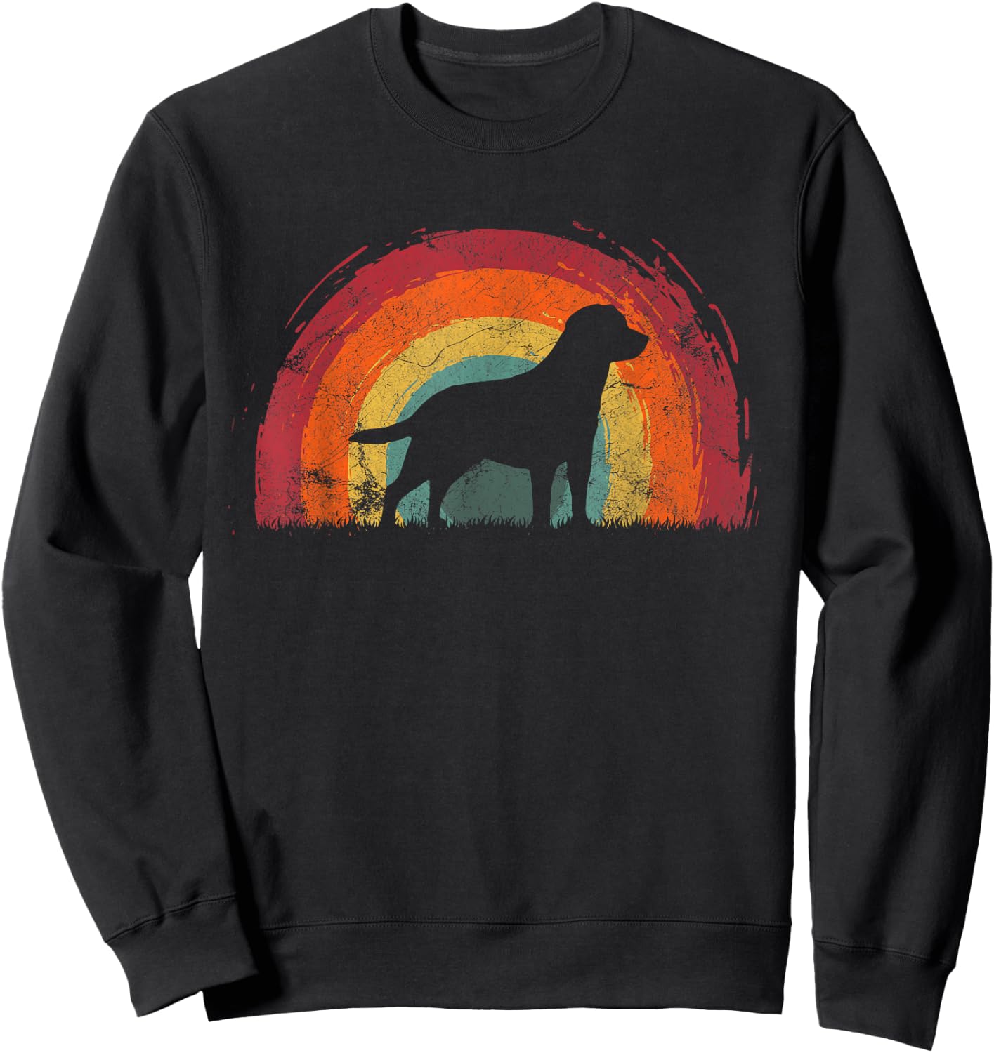 Mutt Vintage Rainbow Dog Men Women Sweatshirt - Sweatshirt | Black
