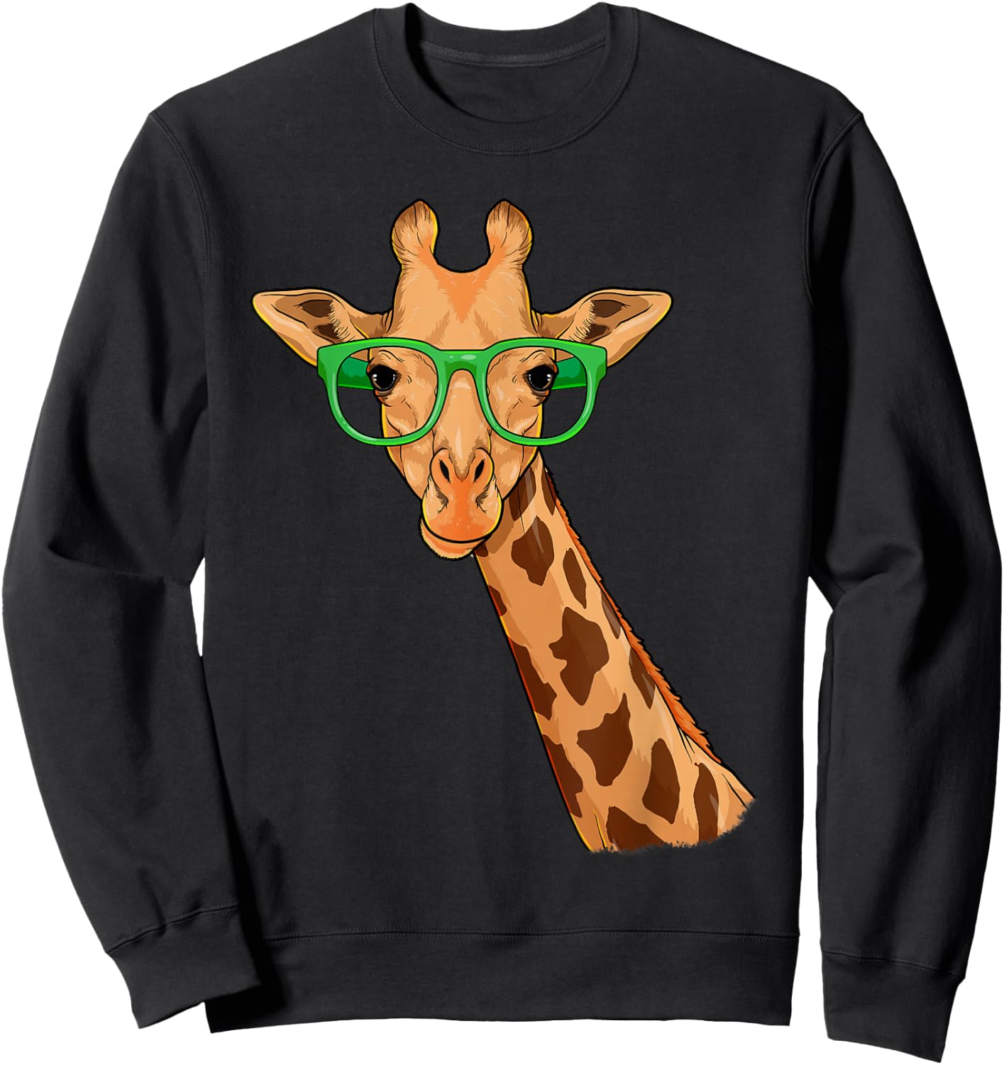 Hipster Giraffe Glasses Funny Zoo Animal African Safari Sweatshirt - Sweatshirt | Black