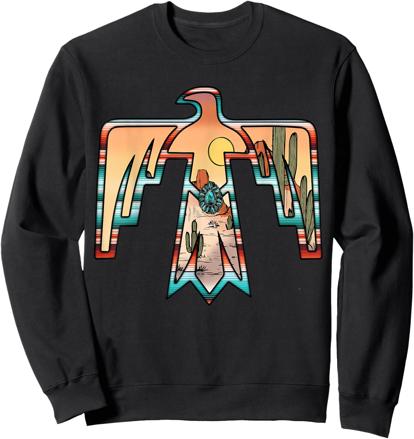 Cute western thunderbird country Aztec cactus women rodeo Sweatshirt - Sweatshirt | Black