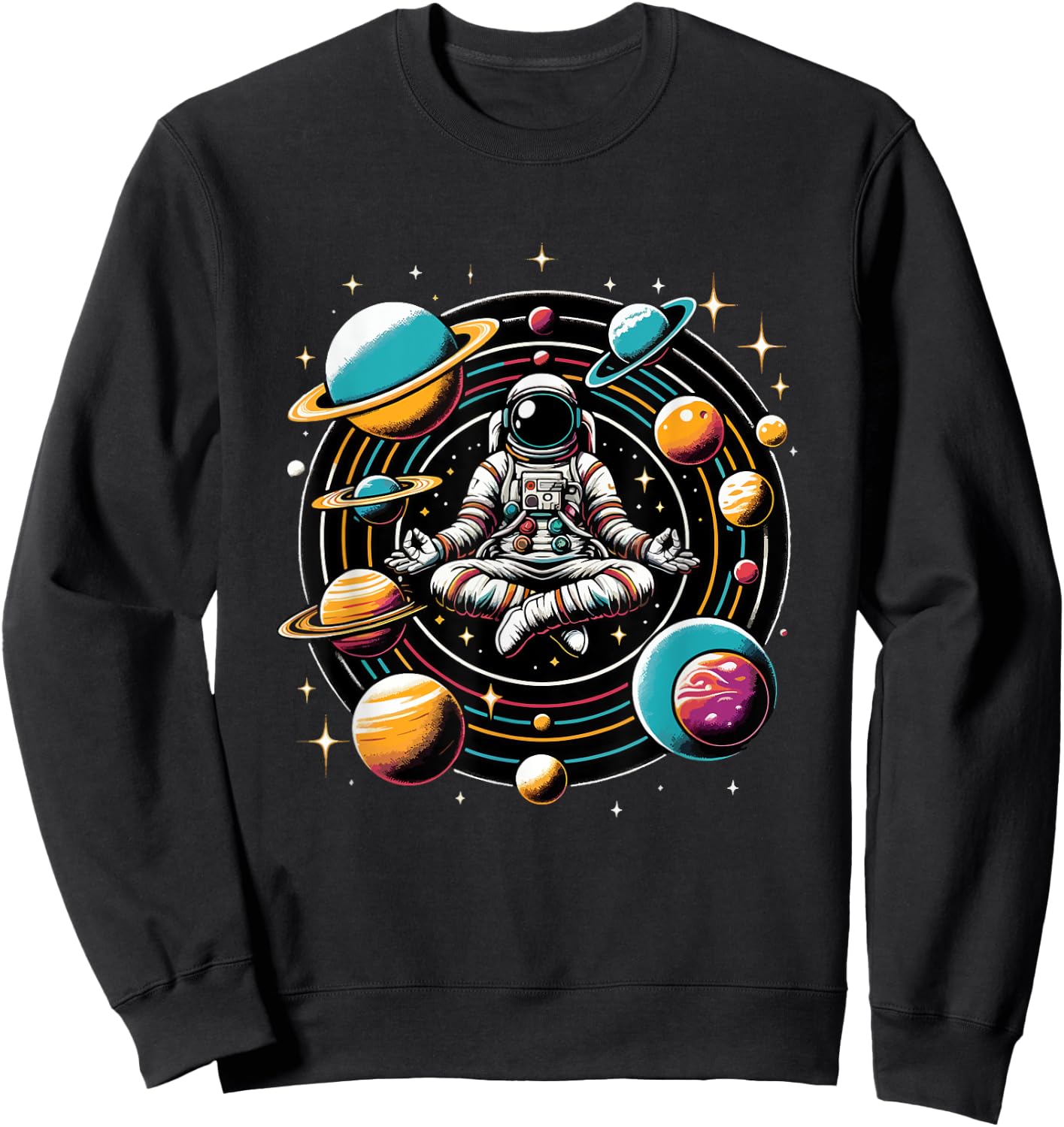 Meditating Astronaut Astronomy Astrophysics Stargazing Sweatshirt - Sweatshirt | Black