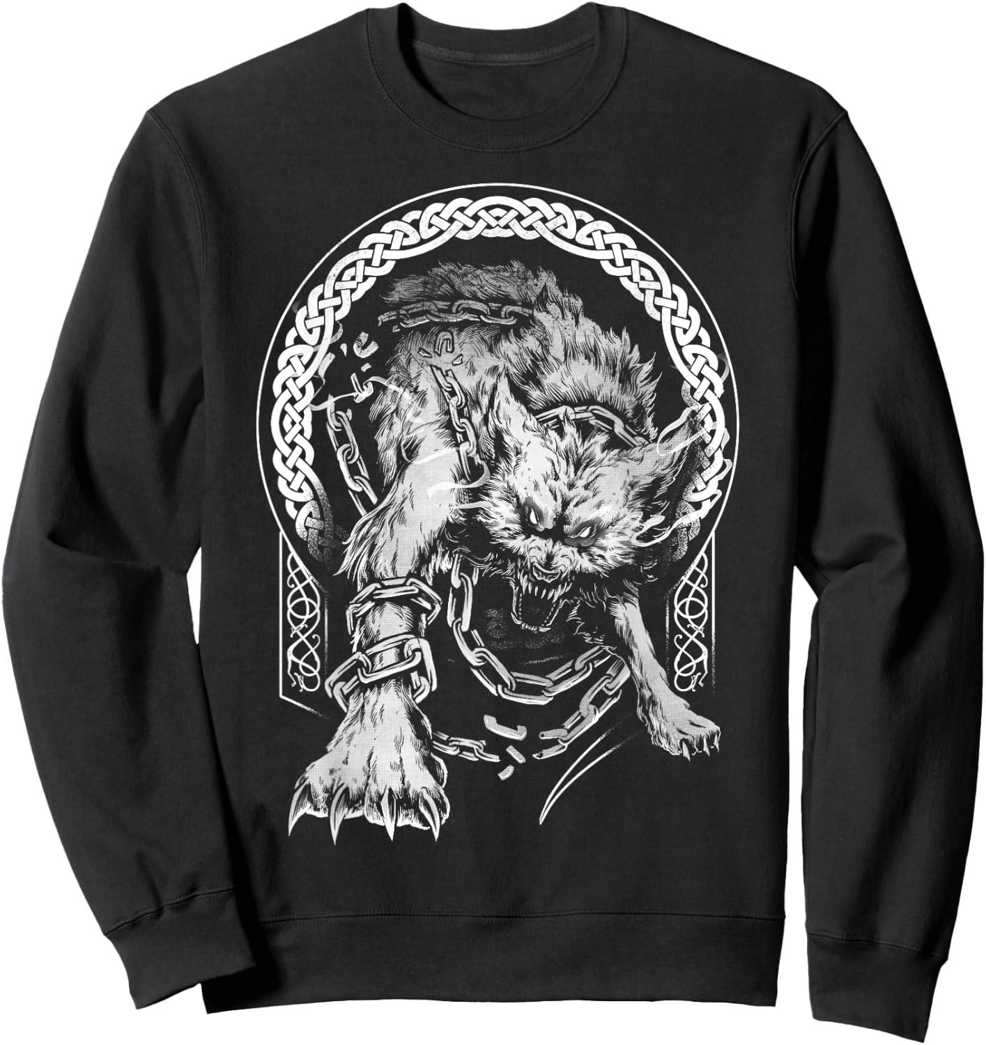 Fenrir Wolf Viking Nordic Pagan Mythology Sweatshirt - Sweatshirt | Black