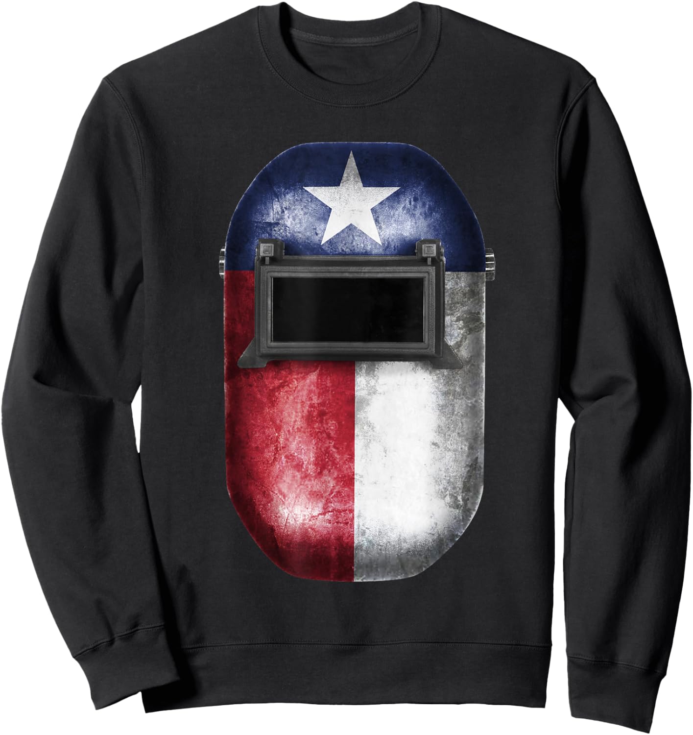 Texas Flag Welders Helmet Cool Welding & Fabricator Gift Sweatshirt - Sweatshirt | Black