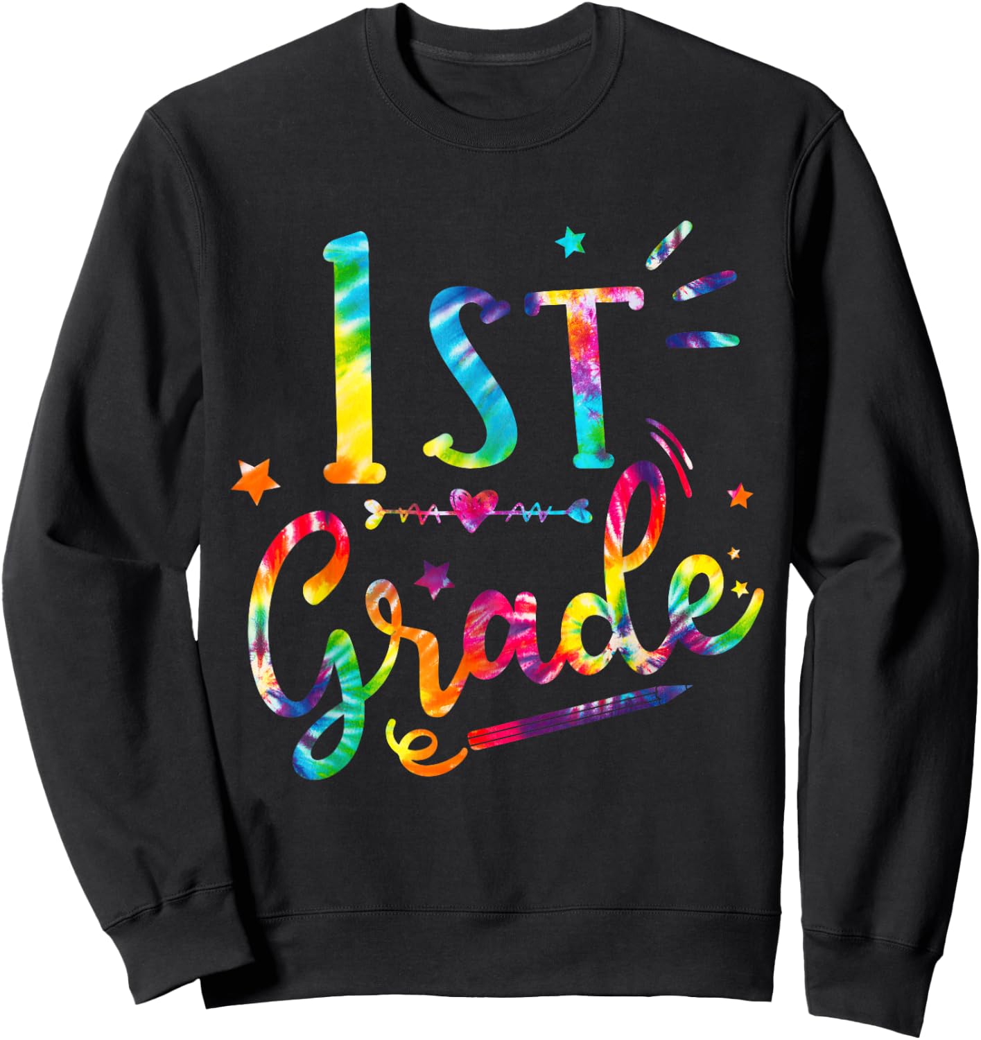 1st Grade Tie Dye Shirt First Grade Shirs Back To School Sweatshirt - Sweatshirt | Black