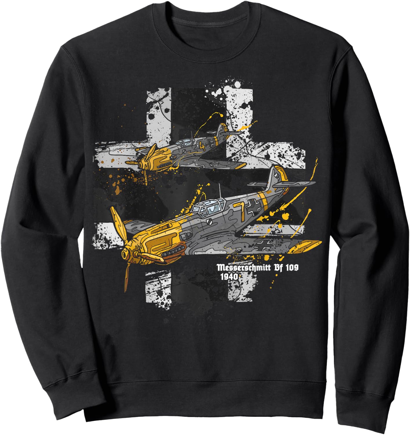 Messerschmitt Bf 109 WWII Aircraft History Sweatshirt - Sweatshirt | Black