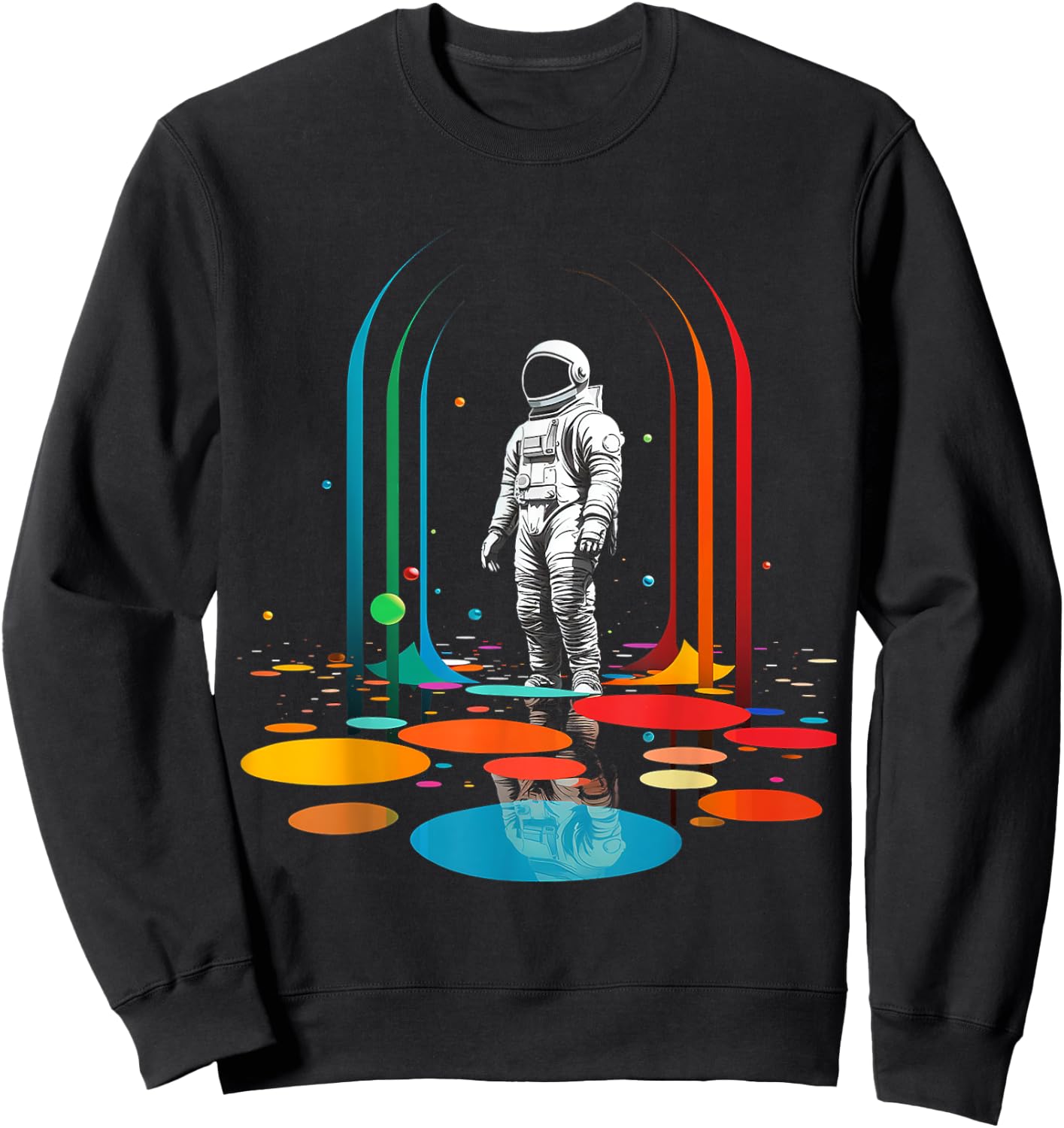 Astronaut Geometric Art Colorful Motif Artwork Astronaut Sweatshirt - Sweatshirt | Black
